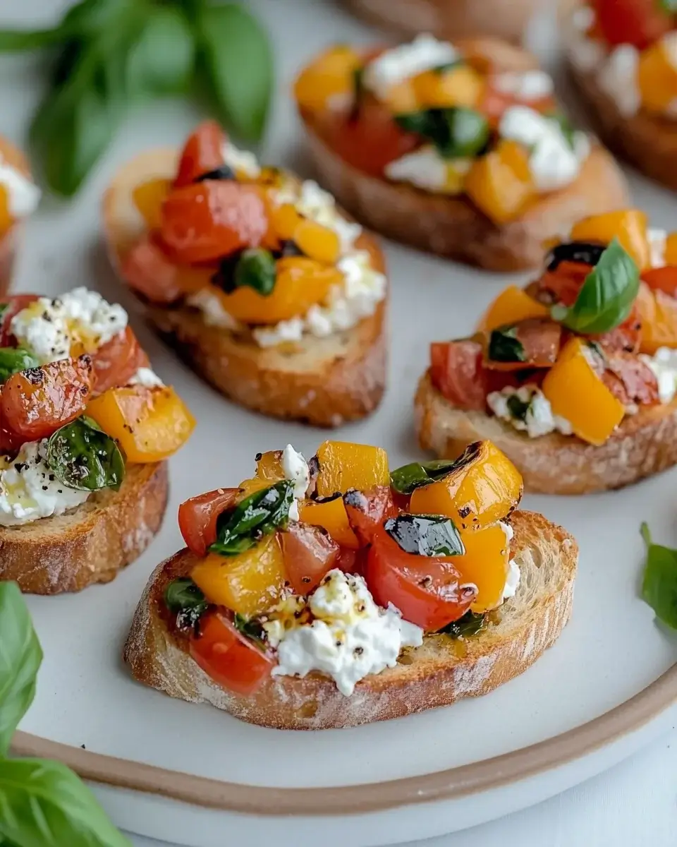 Pfirsich-Bruschetta mit geschlagener Ricotta: Ein Genuss!