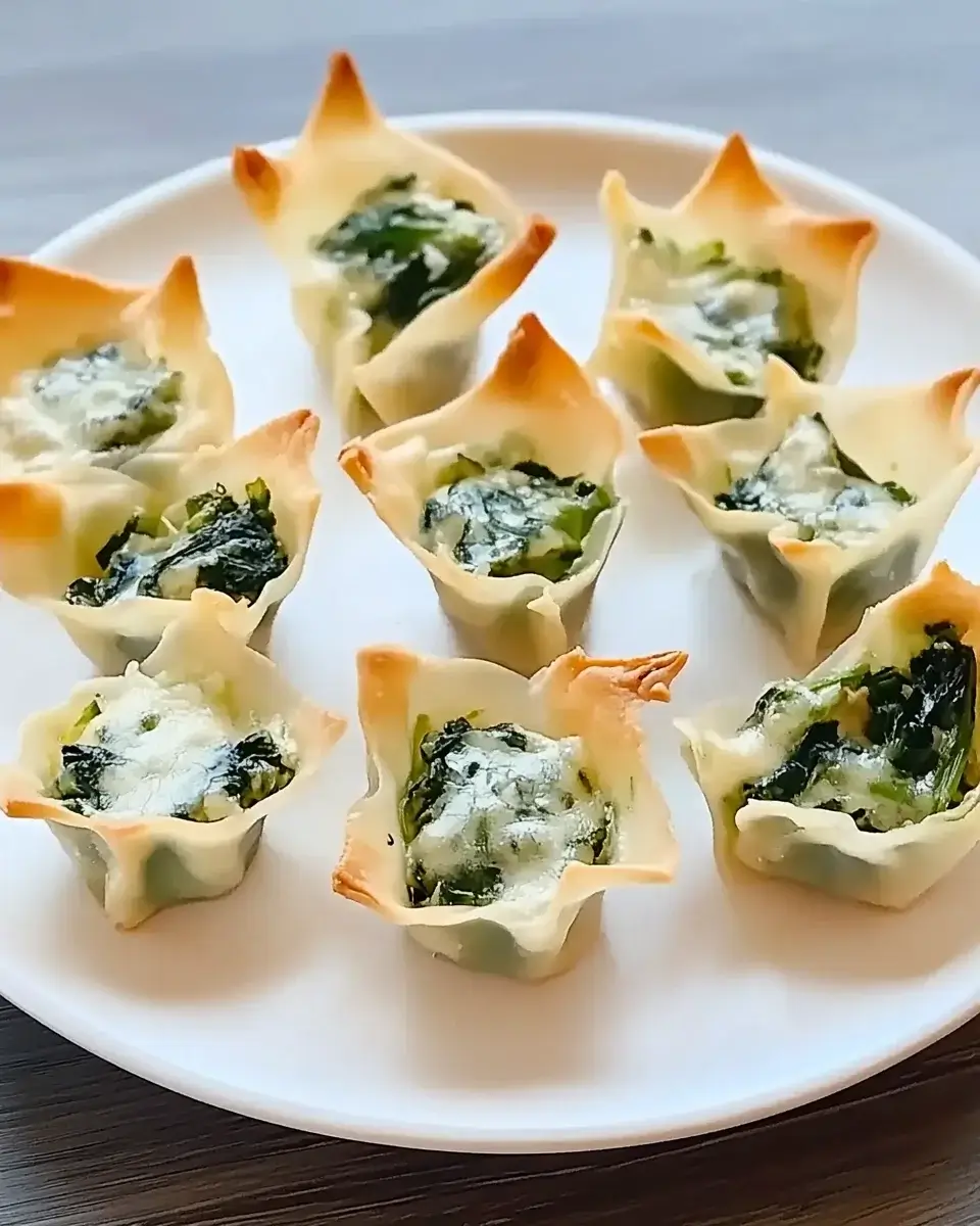 Spinat-Artischocken-Dip in Wonton-Tassen: Ein Genuss!