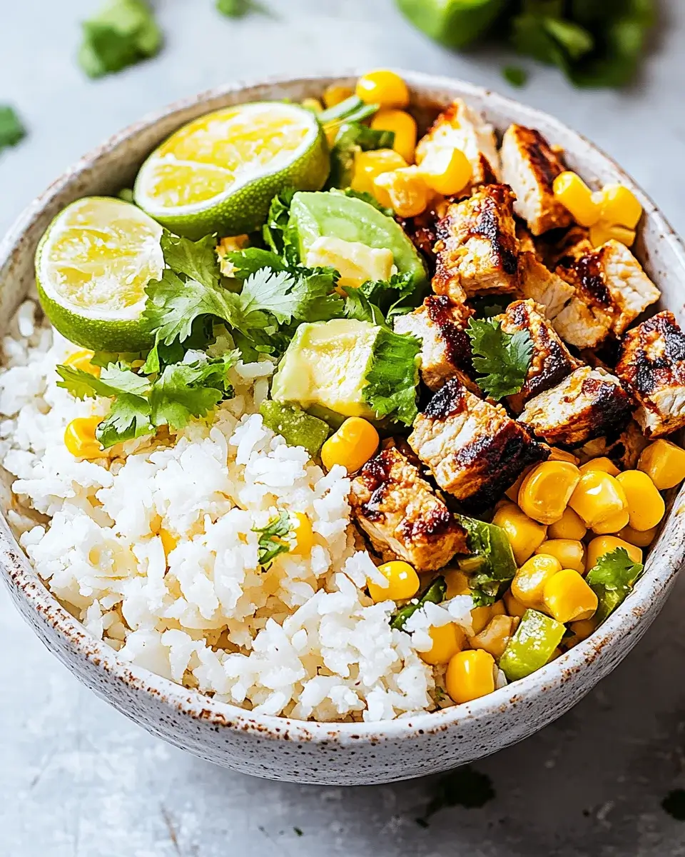 Mexikanische Straßenmais-Hühnchen-Reis-Bowl: Lecker und einfach!