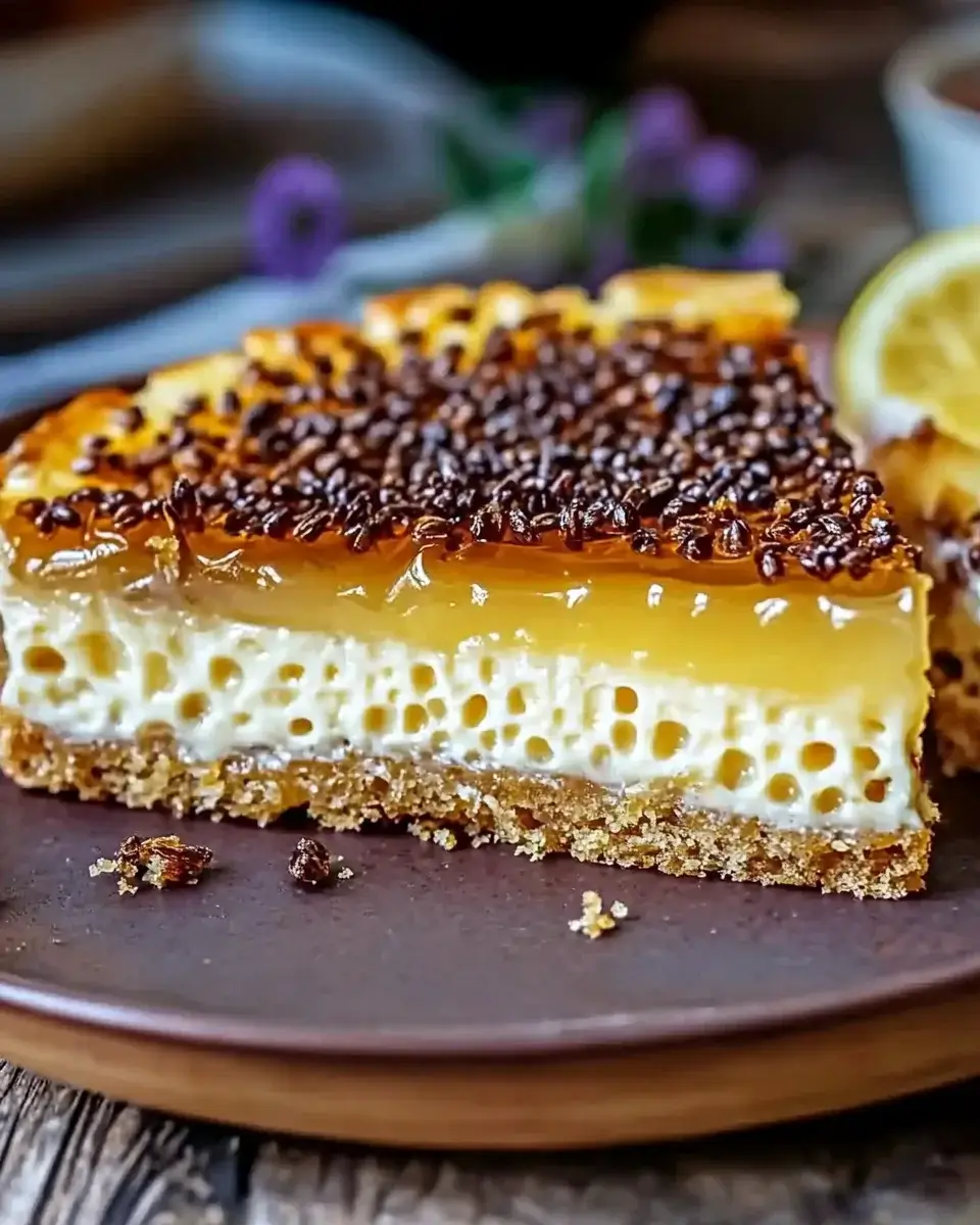 Lemon Lavender Cheesecake Topped with Honeycomb: Ein himmlisches Rezept entdecken!