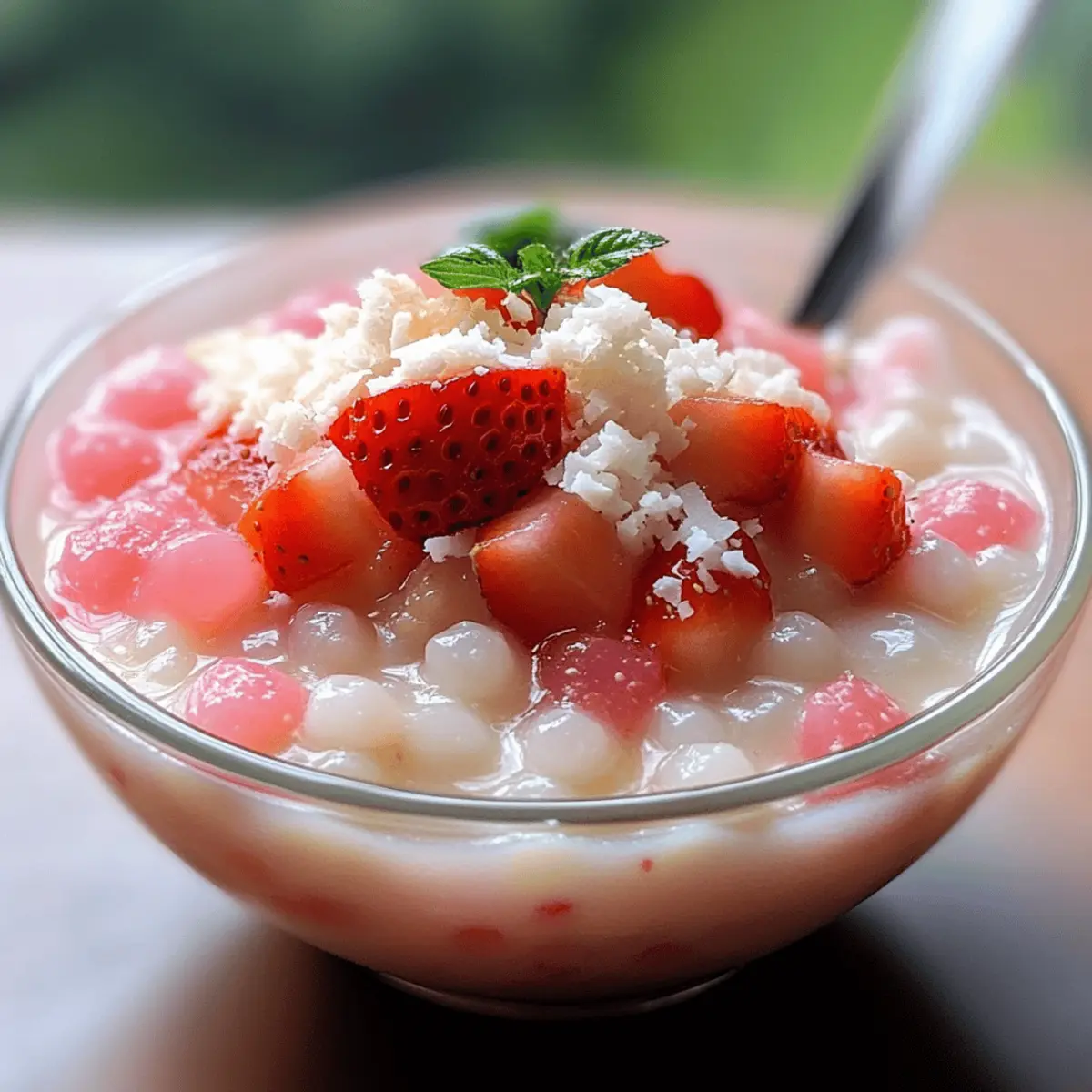 Erdbeer-Kokos-Tapioka-Dessert für den Sommer
