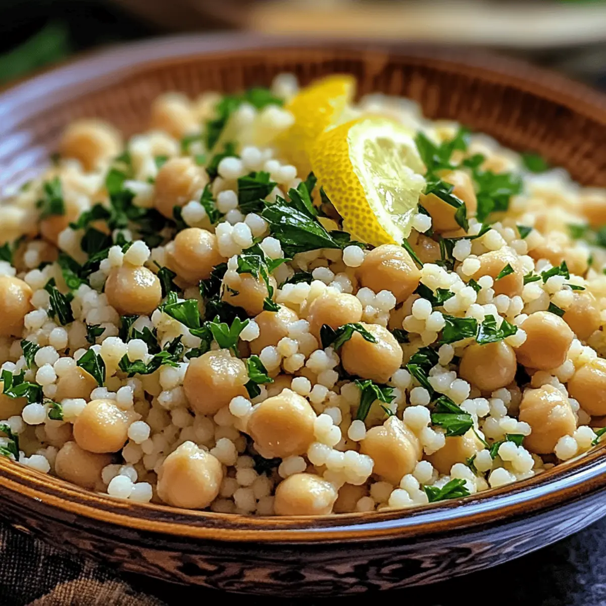 Zesty Zitronen-Knoblauch-Couscous mit Kichererbsen