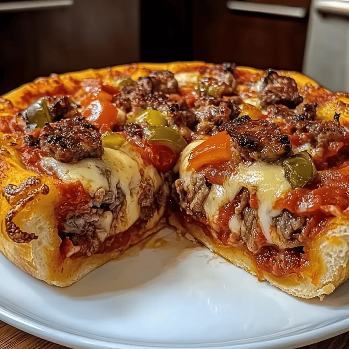 Der Genuss von Homemade Deep-Dish Pizza