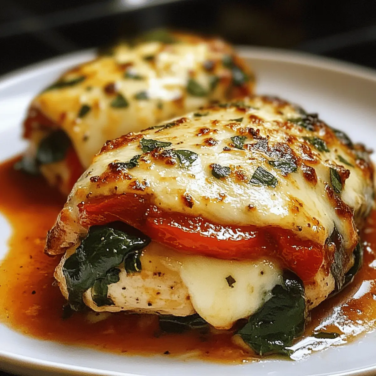 Der Ausgang: Gefülltes Hühnchen mit Paprika und Spinat