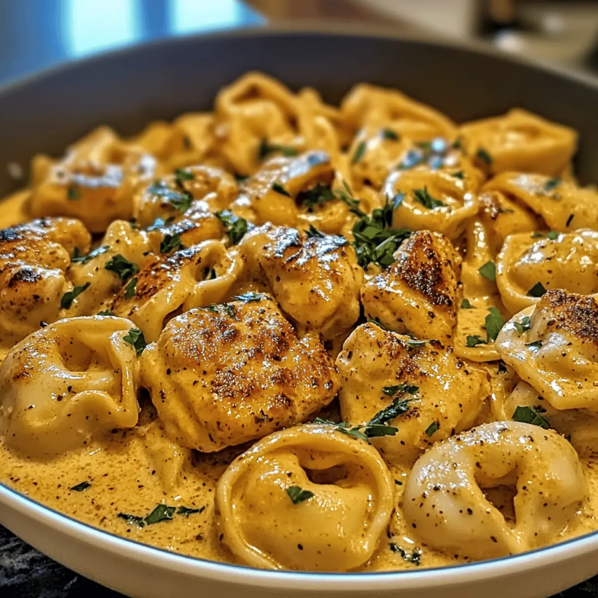 Cajun Hähnchen Tortellini mit Knoblauchsauce