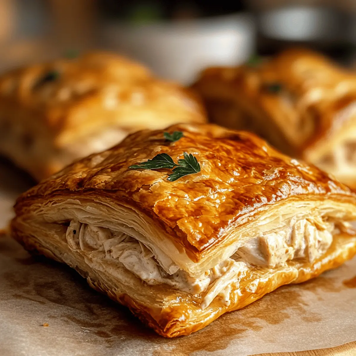Schnelle Hühnchen-Blätterteig-Pasteten