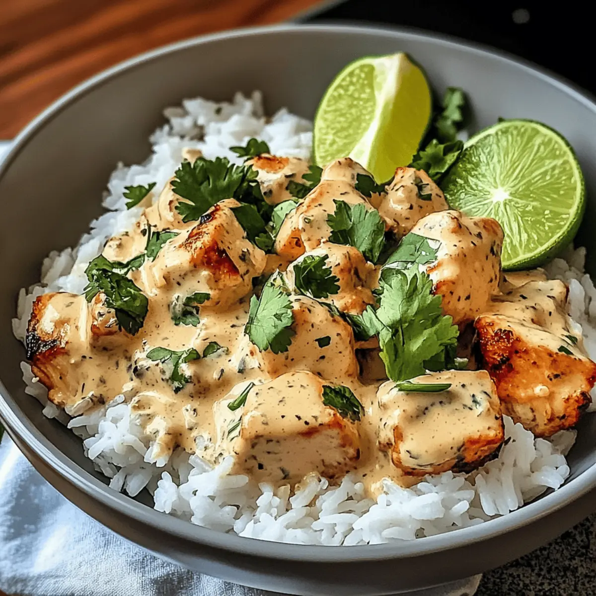Cremige Kokosnuss-Hühnchen-Reisbowl in 30 Minuten