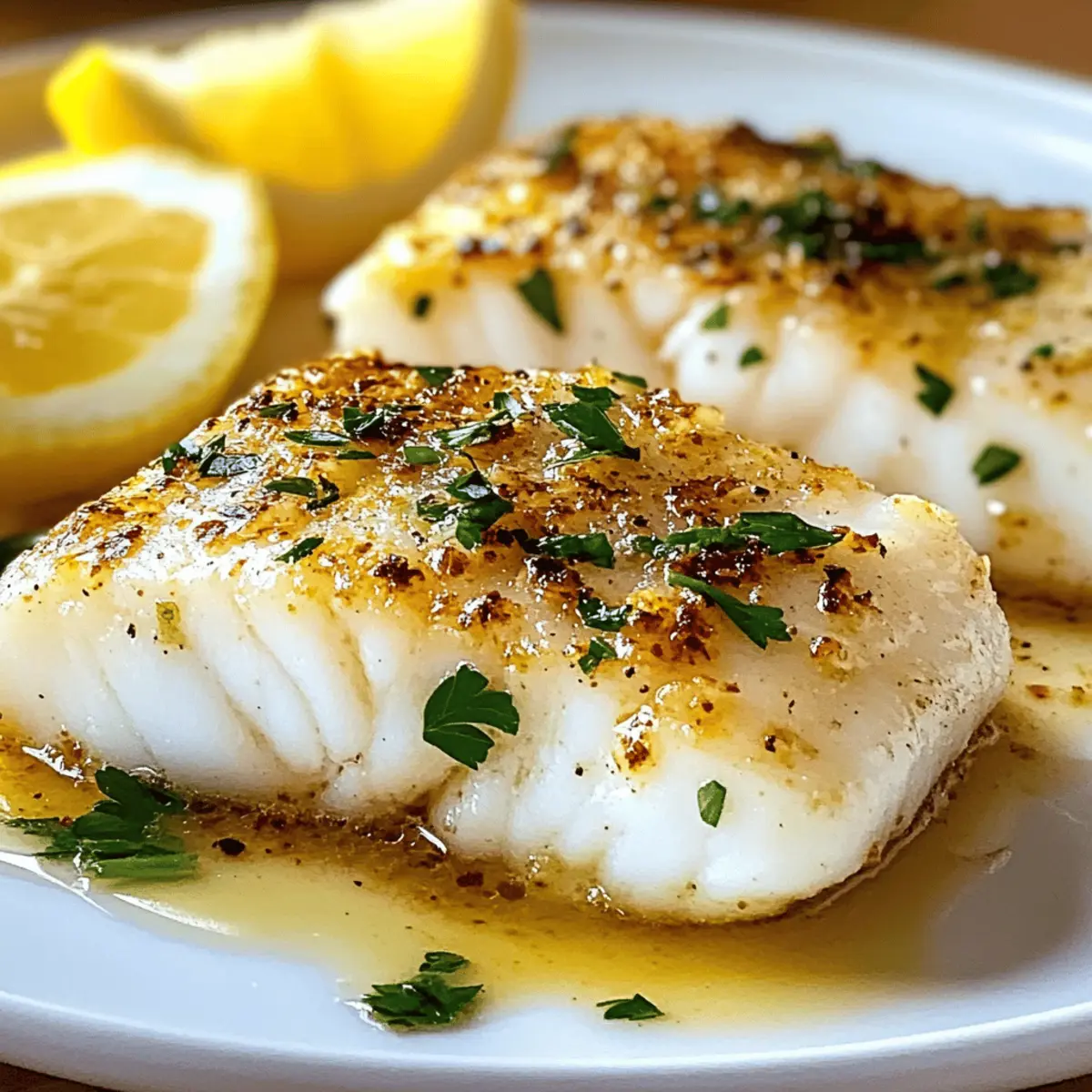 Knuspriger Knoblauchbutter Kabeljau für 30 Minuten