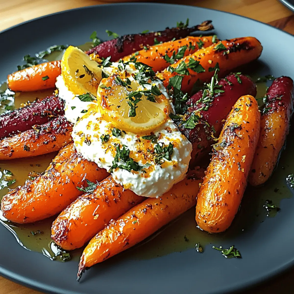 Geröstete Karotten mit Ricotta und Zitrone