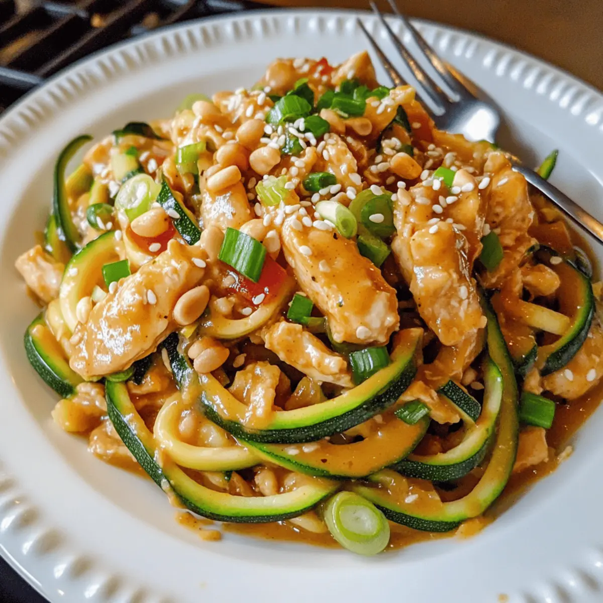 Erdnuss-Hühnchen mit Zucchini-Nudeln schnell gemacht