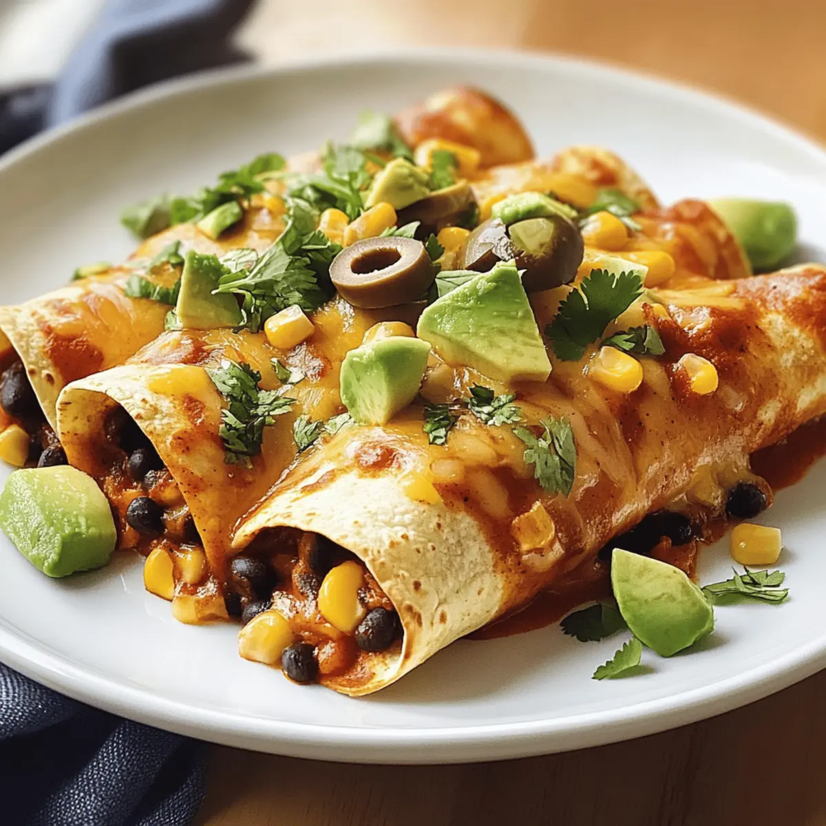 Einfache vegetarische schwarze Bohnen Enchiladas