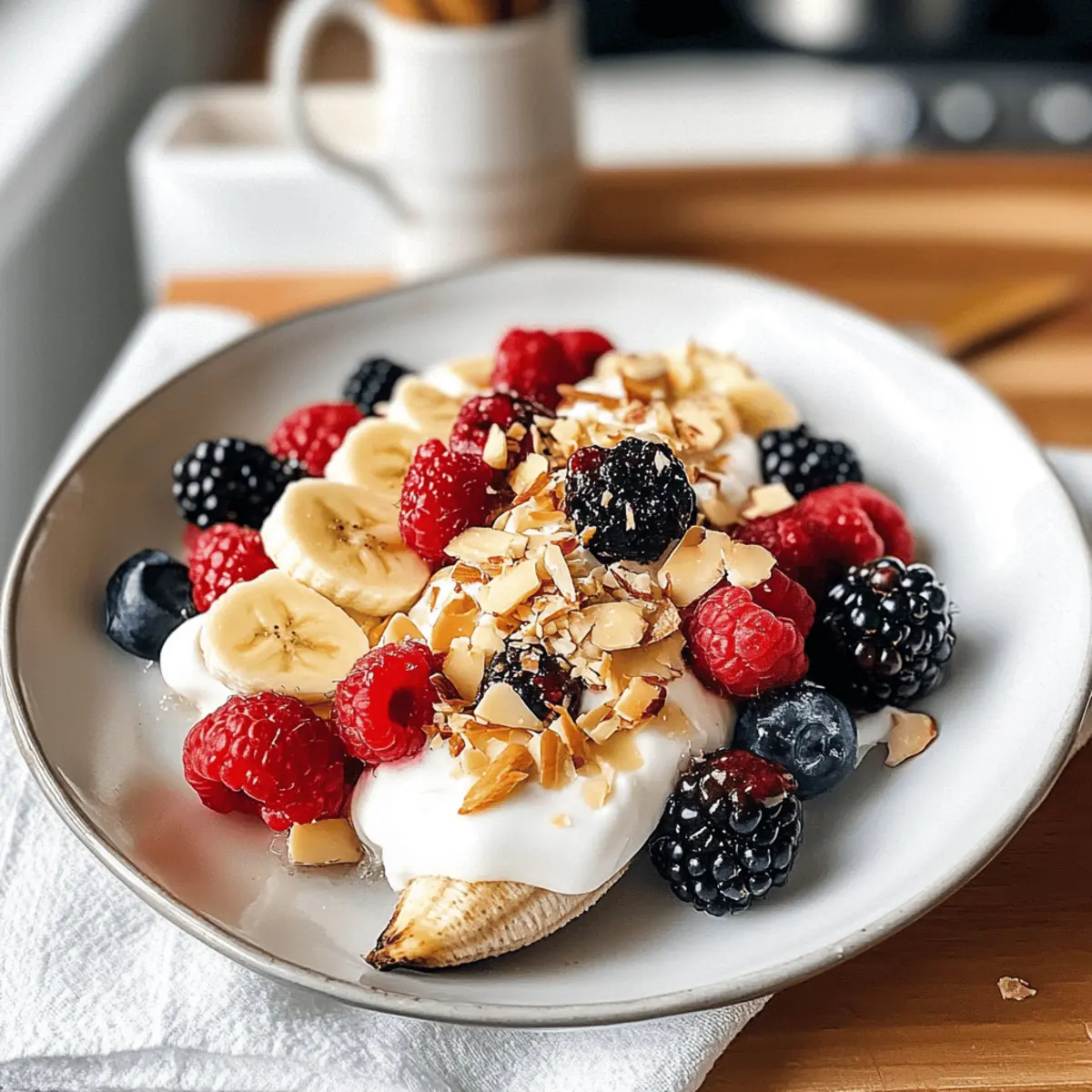 Der Ausgang: Gesunder Frühstücks-Bananensplit