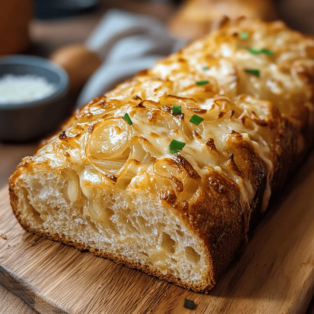 Der Ausgang für köstliches Käse-Zwiebelbrot