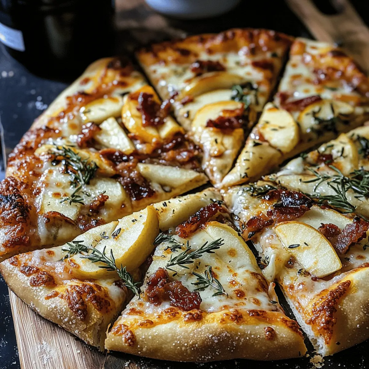 Apfel Cheddar Rosmarin Bacon Pizza