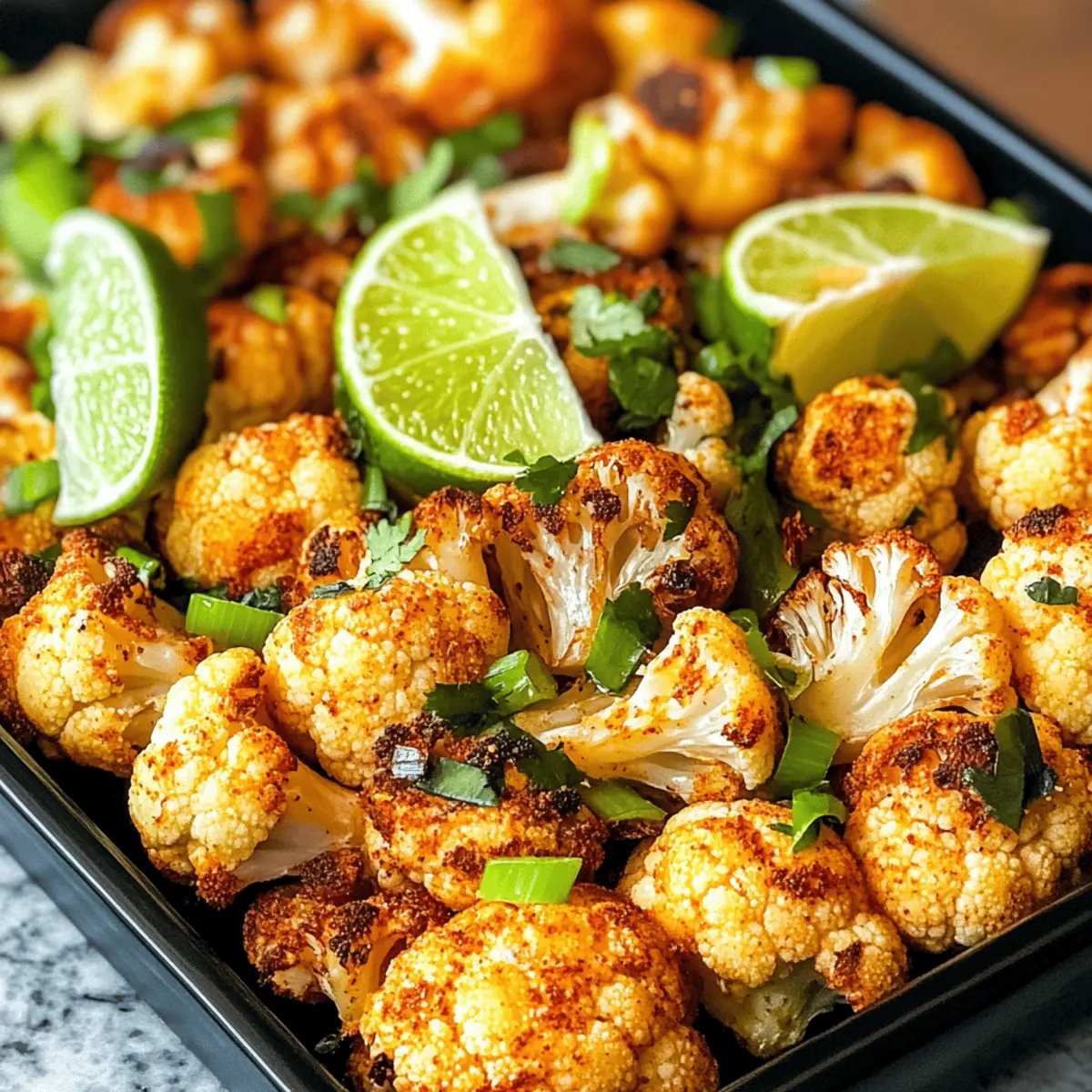 Chili-Limetten gerösteter Blumenkohl