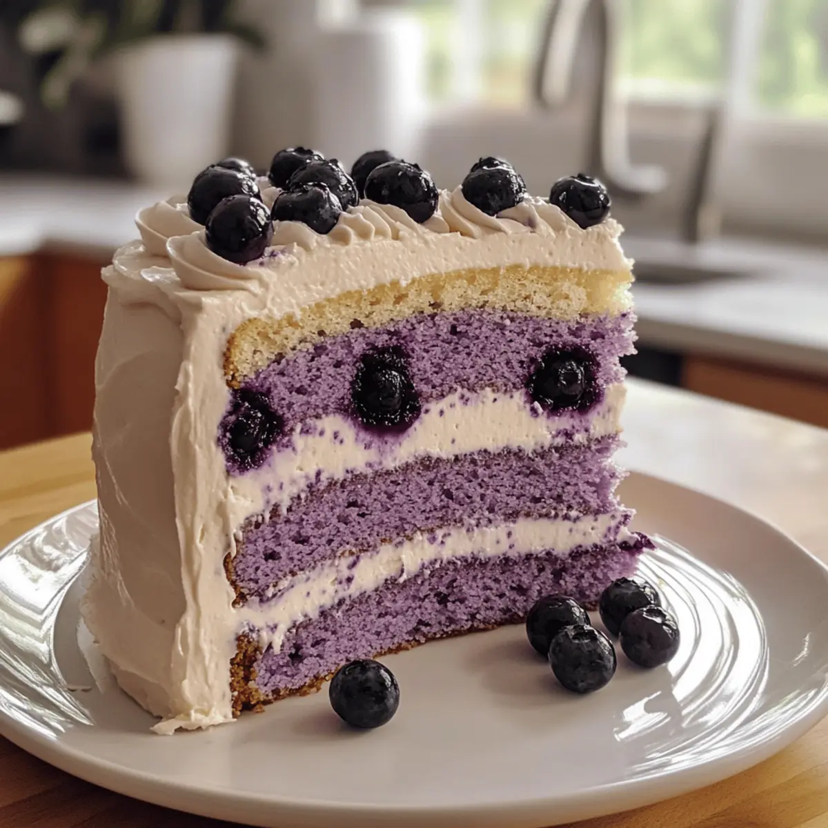 Blauer Chiffon Kuchen mit cremiger Füllung