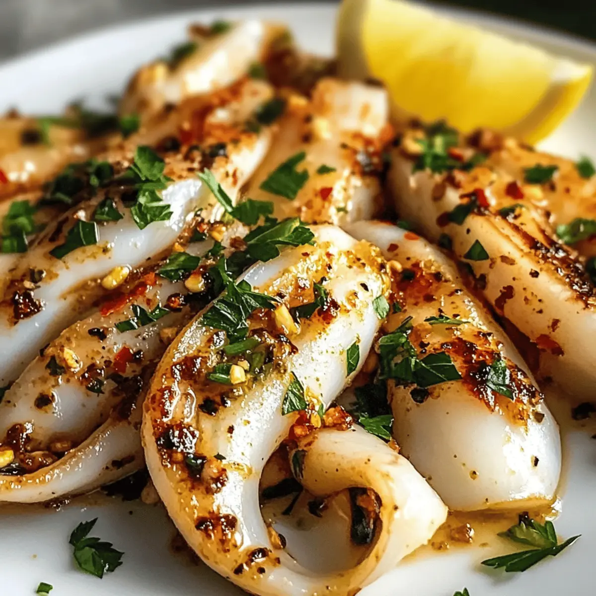 Gegrillter Knoblauch-Chili-Tintenfisch genießen