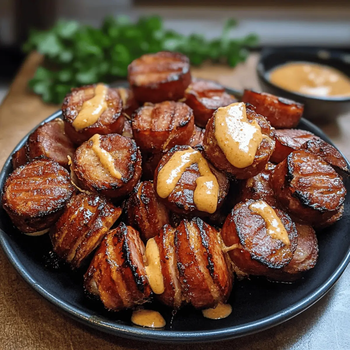Spicy Sriracha Hasselback Kielbasa Bites