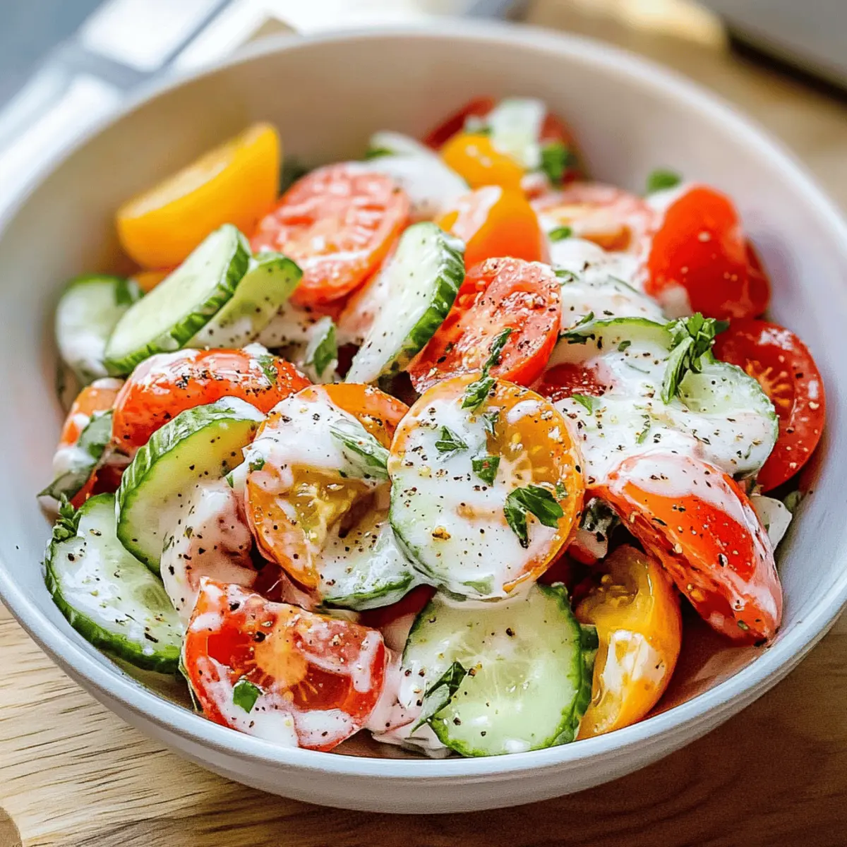 Cremiger Gurken-Tomaten-Salat für den Sommer