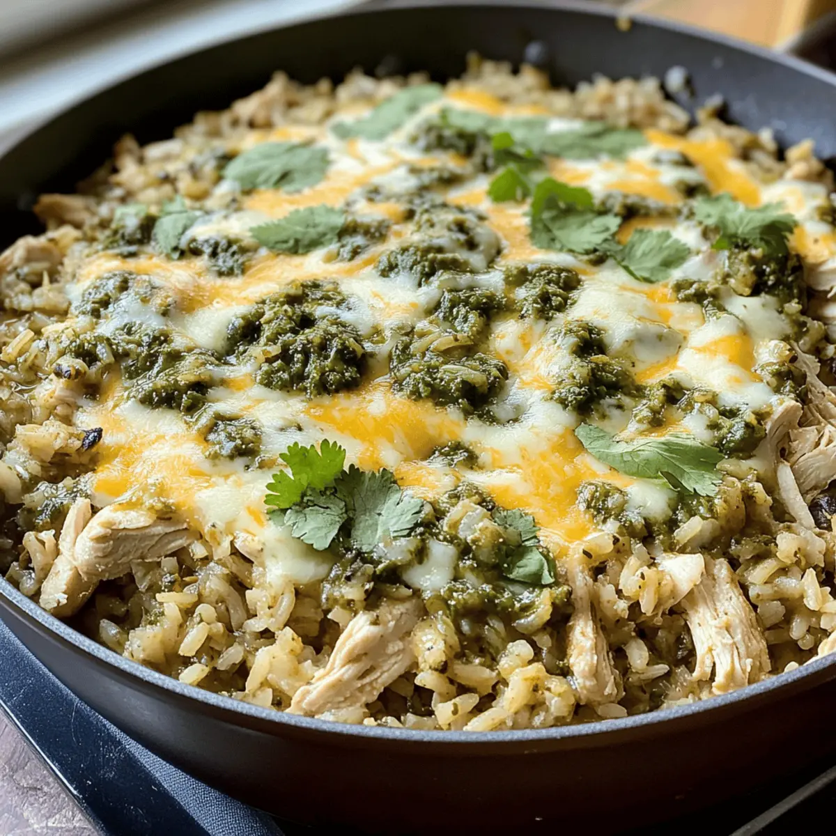 Salsa Verde Hähnchen und Reis Pfanne für Eilige