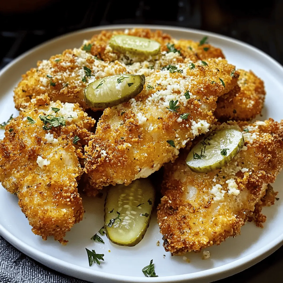 Crispy Dill Pickle Parmesan Hähnchen in 15 Minuten