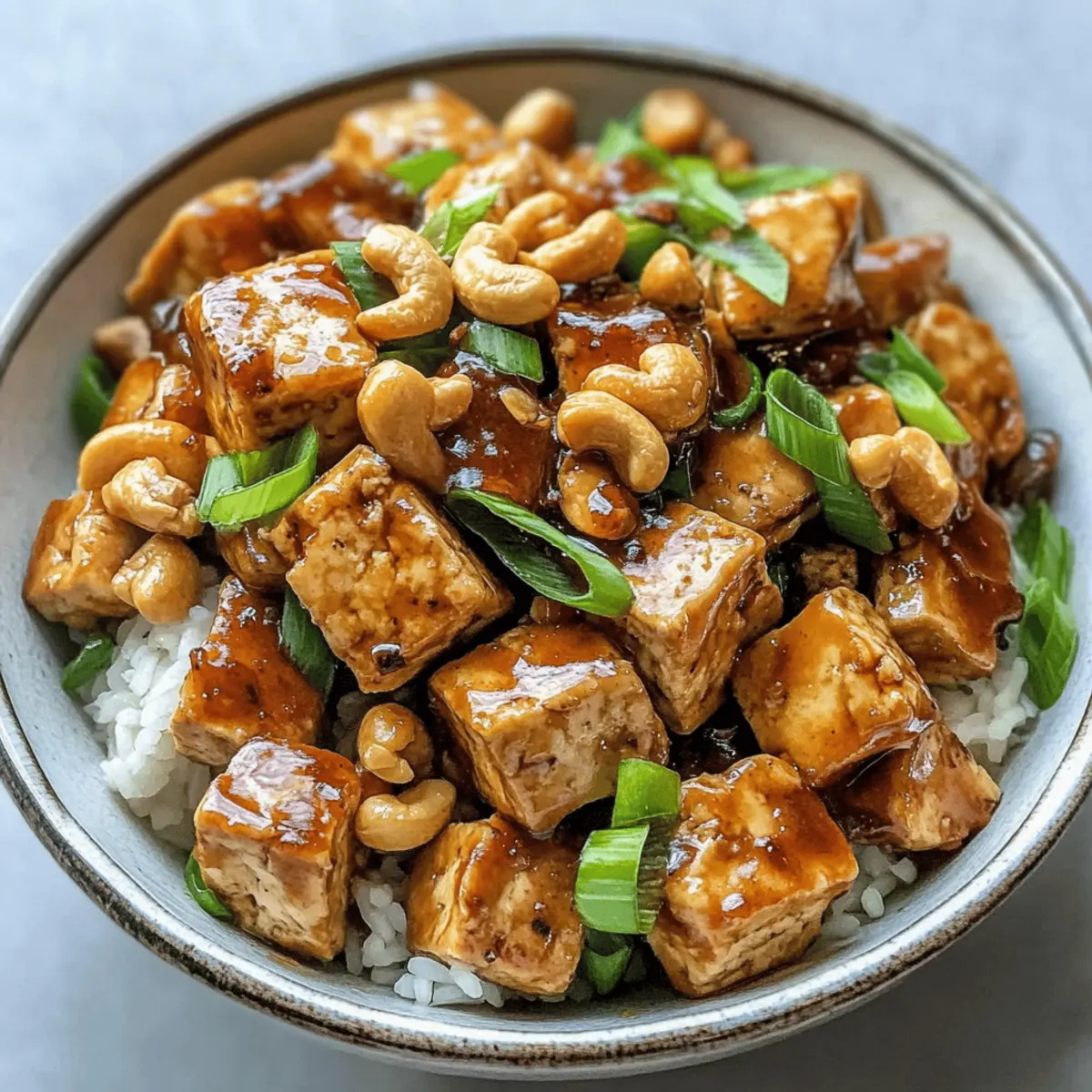 Einfache vegane Cashew Tofu Pfanne