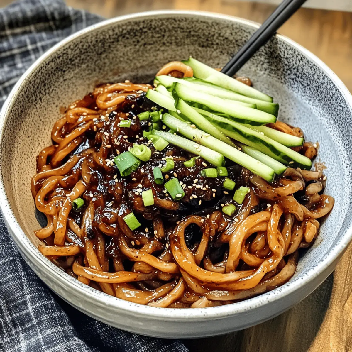 Jjajangmyeon: Koreanische Nudeln mit schwarzer Sauce
