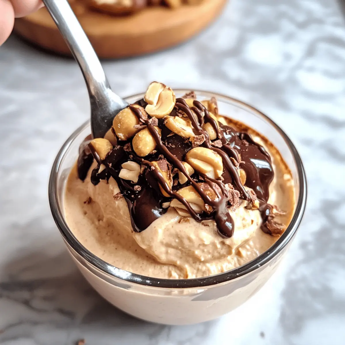 Cremige Cottage Cheese Erdnussbutter Mousse
