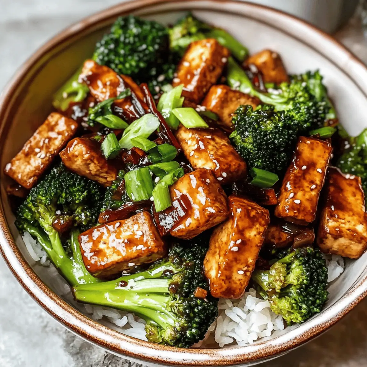 Klebriger Mongolischer Tofu mit Brokkoli