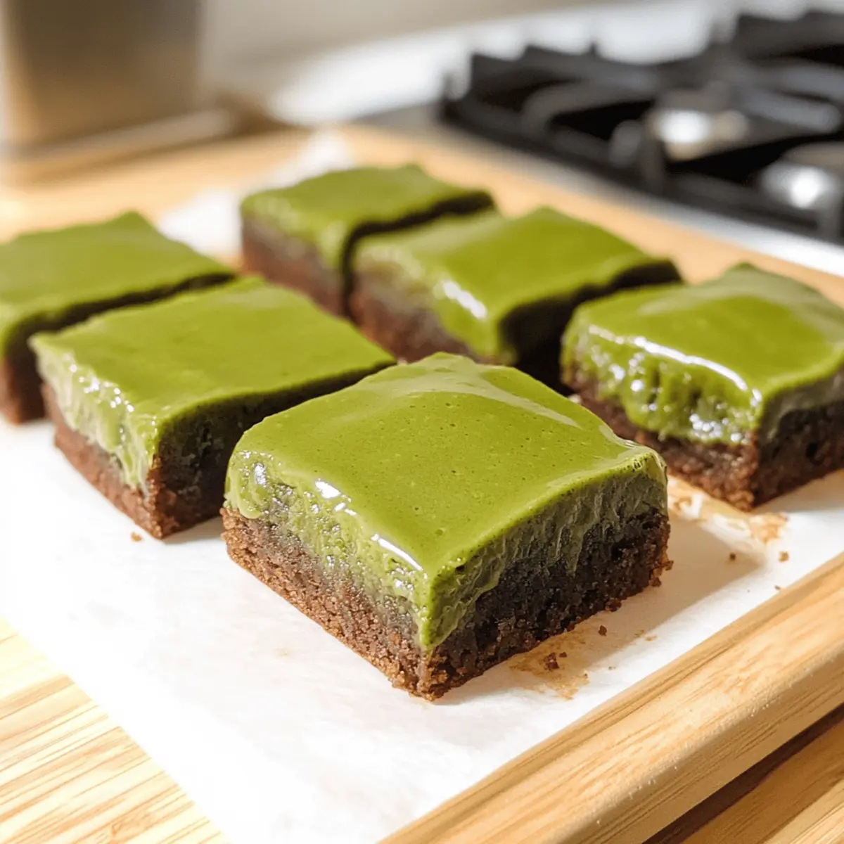 chewy matcha mochi brownies mit ganache