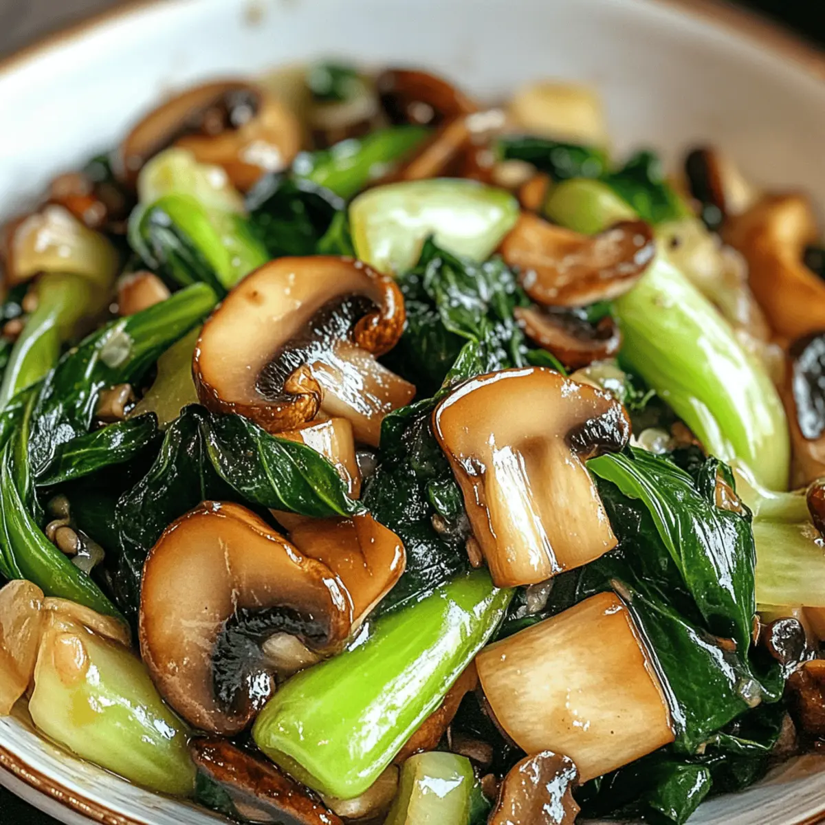 Bok Choy und Pilze Pfannengericht schnell und gesund