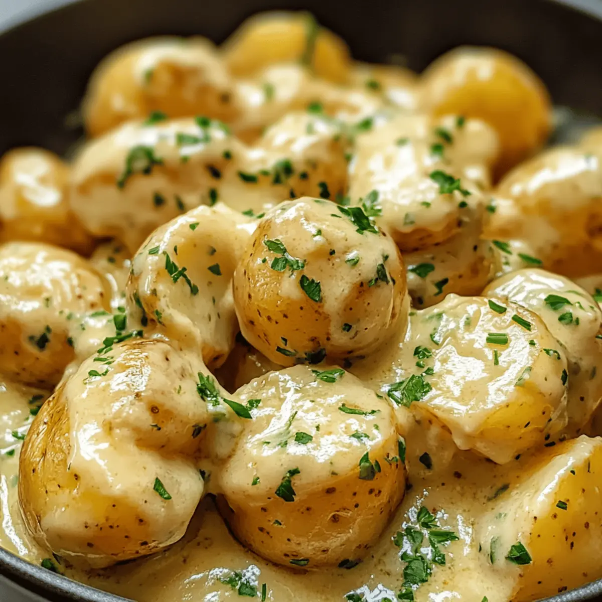 Cremige Knoblauchsauce für Baby-Kartoffeln