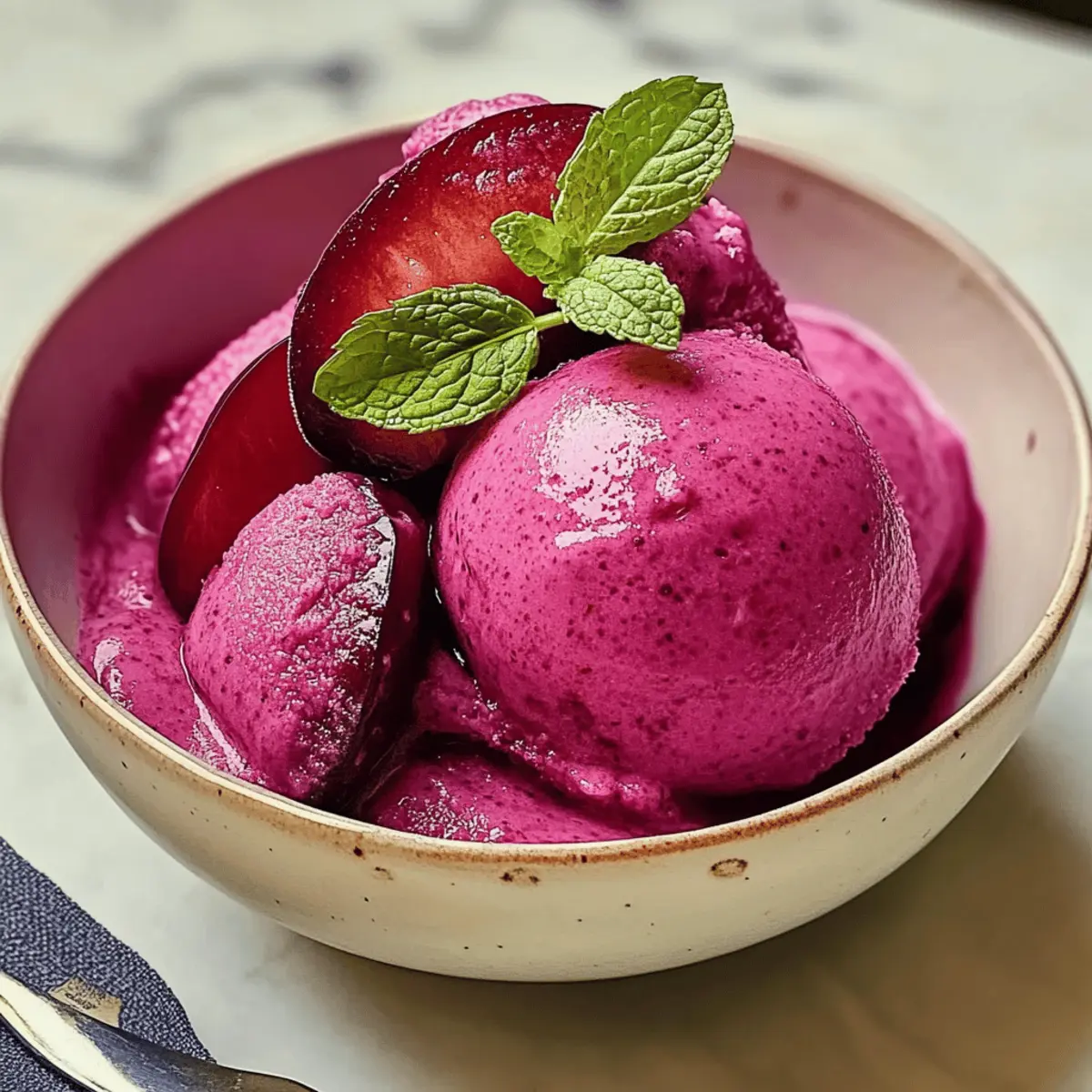 Kardamom-Pflaume-Sorbet für heiße Sommertage