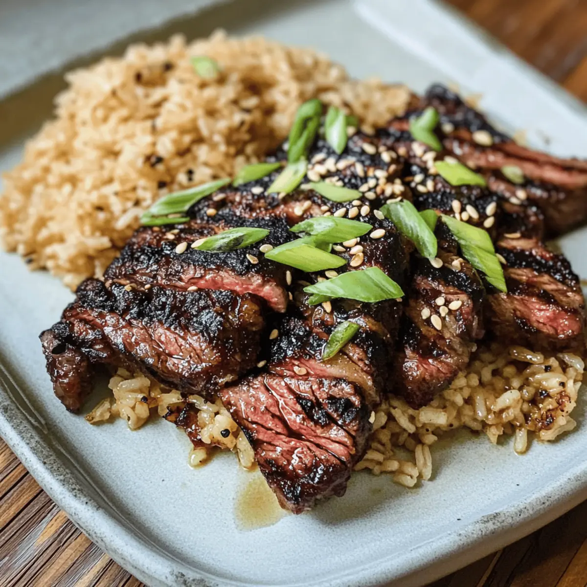 Gegrilltes Skirt Steak mit Soja und Sriracha