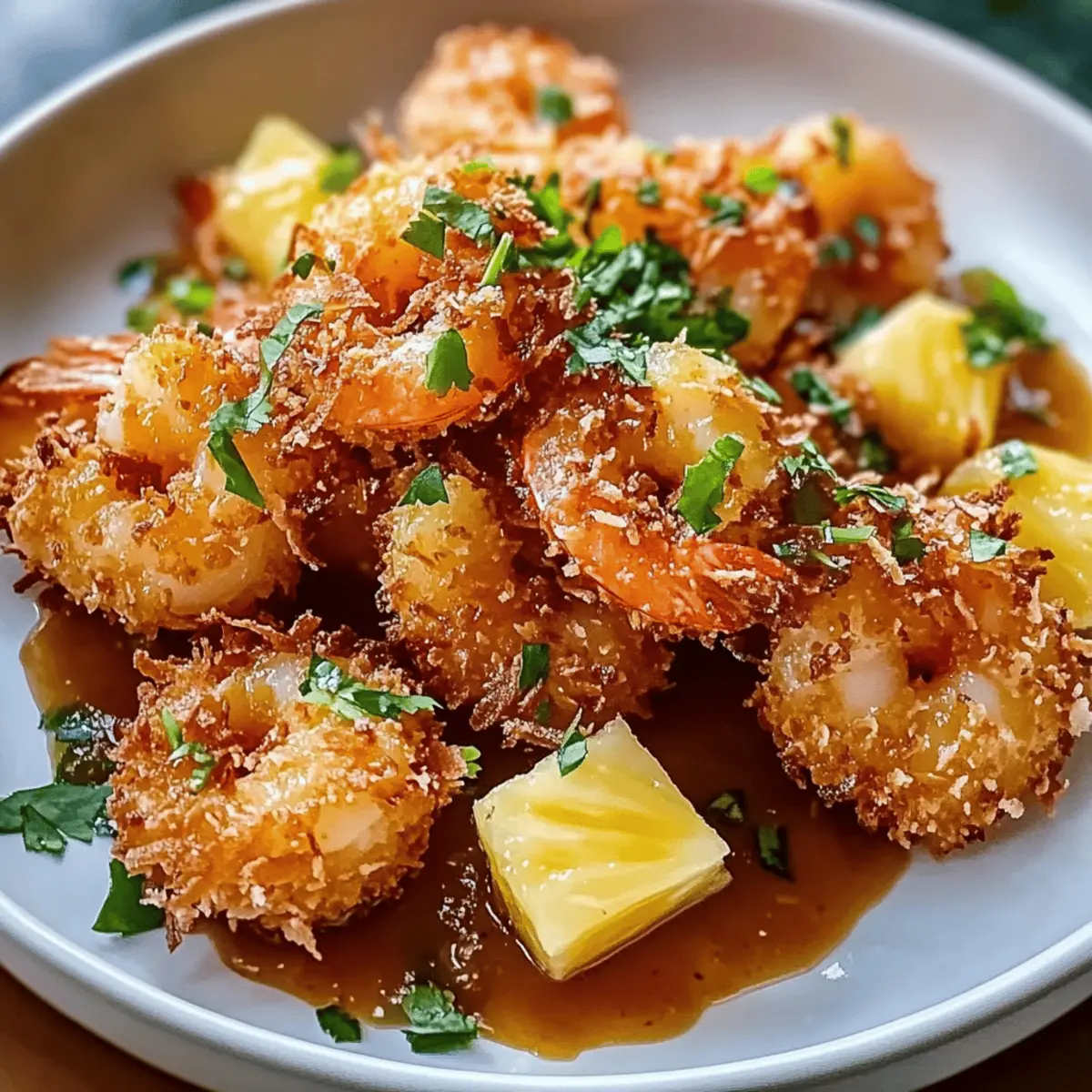 Krosse Kokosnuss-Garnelen mit Ananassauce