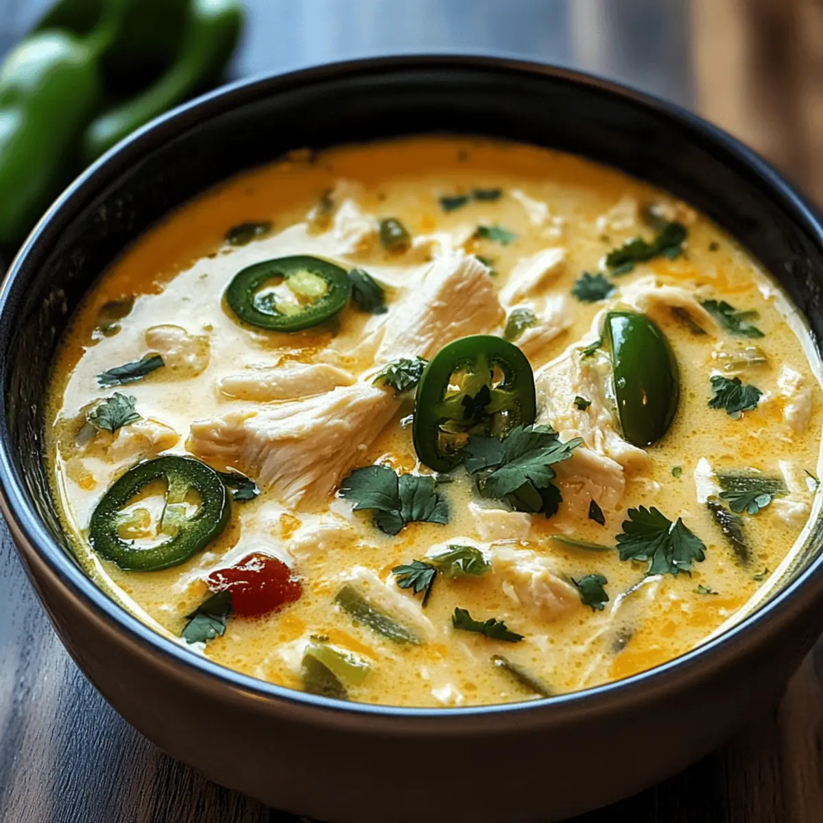 Würzige Jalapeño Popper Hühnersuppe für kalte Tage