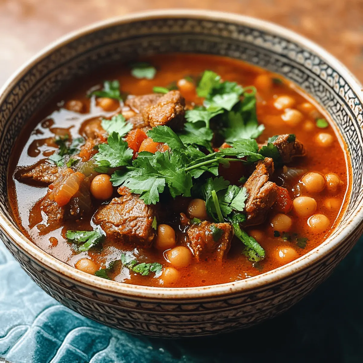Marokkanische Harira mit zartem Lamm und Gewürzen