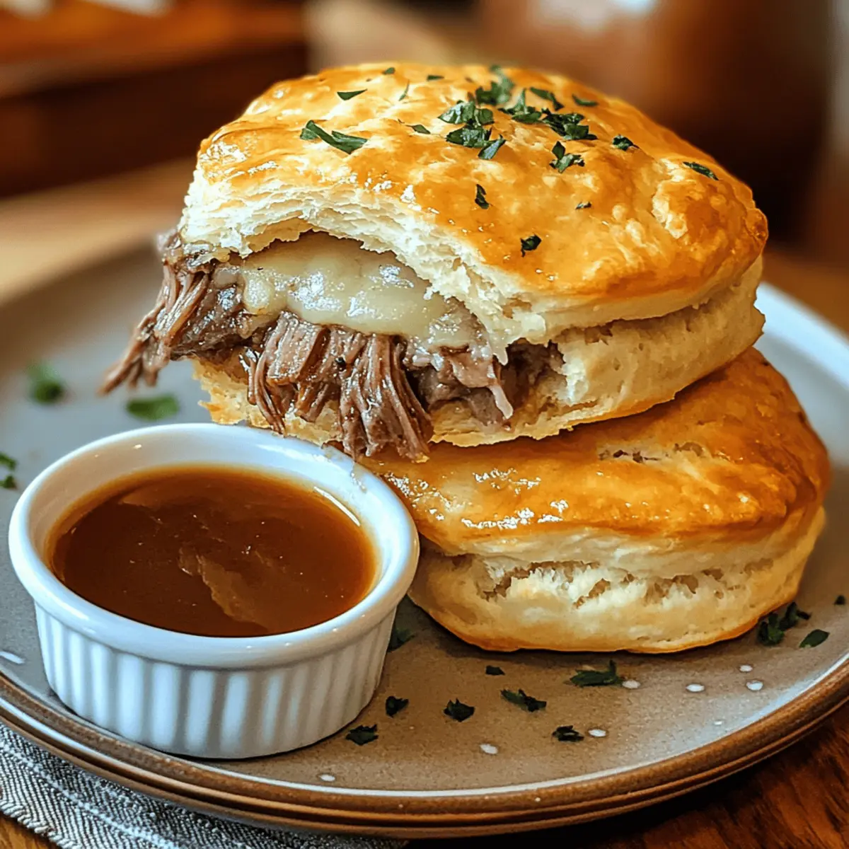 Einfach gebackene French Dip Biscuits
