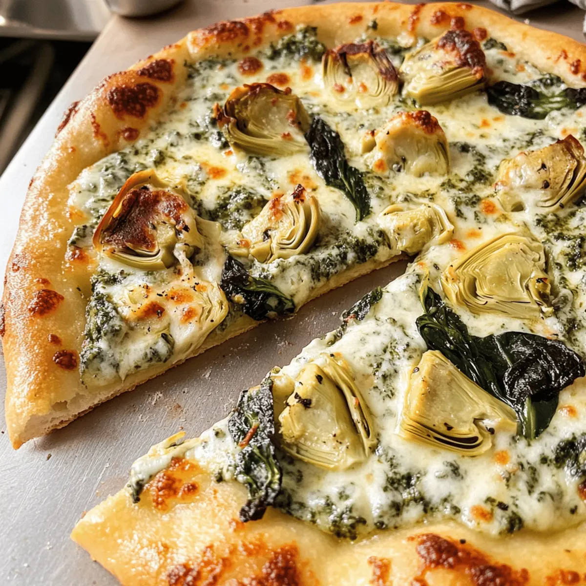 Der Ausstoß: Cremige Artischockenpizza mit Spinat