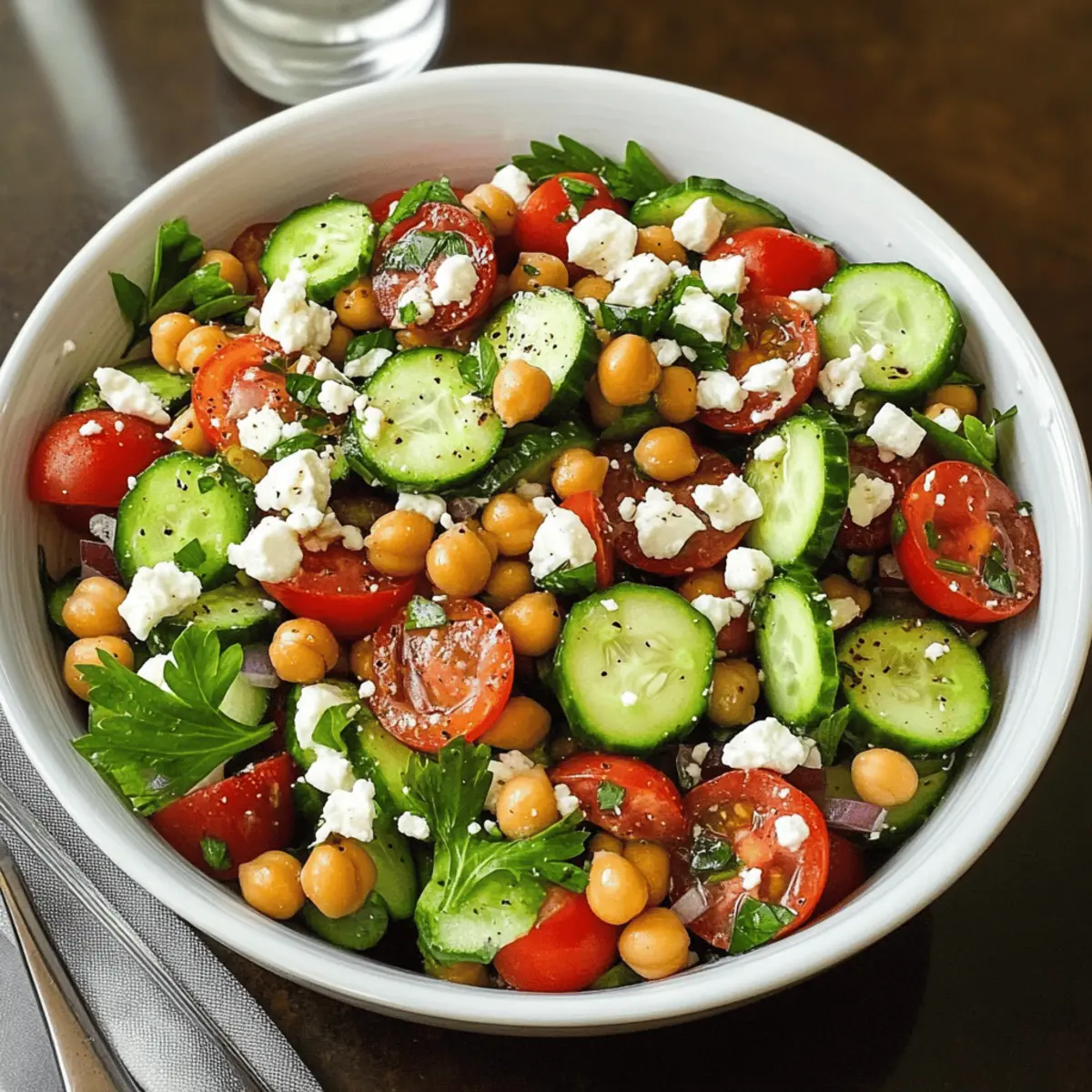 Crispy Chickpea Tomaten Gurkensalat