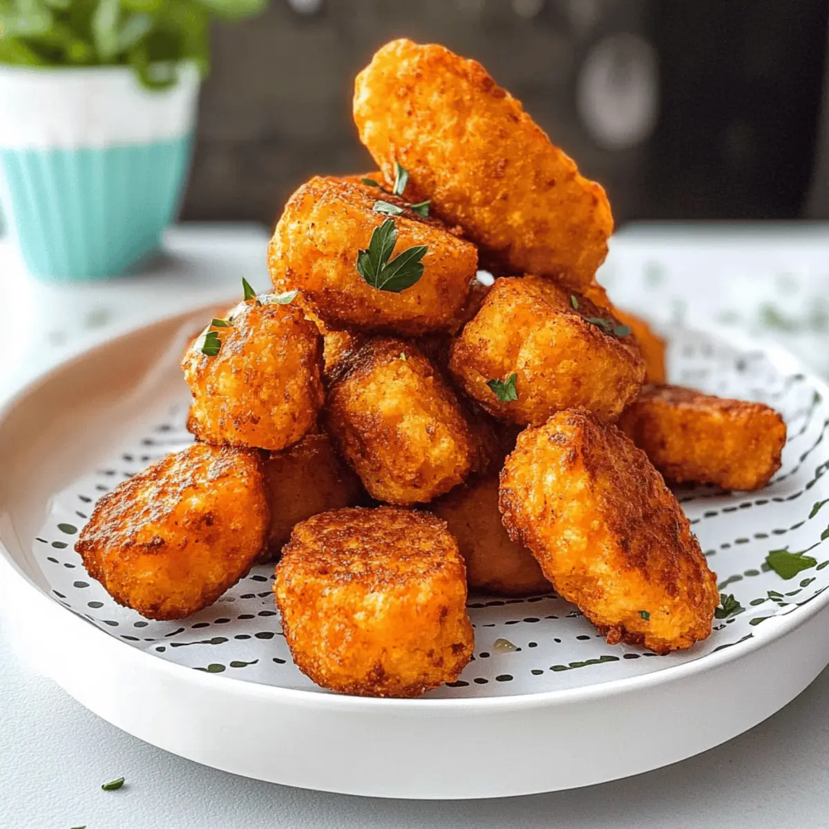 Köstliche hausgemachte Süßkartoffel-Tots