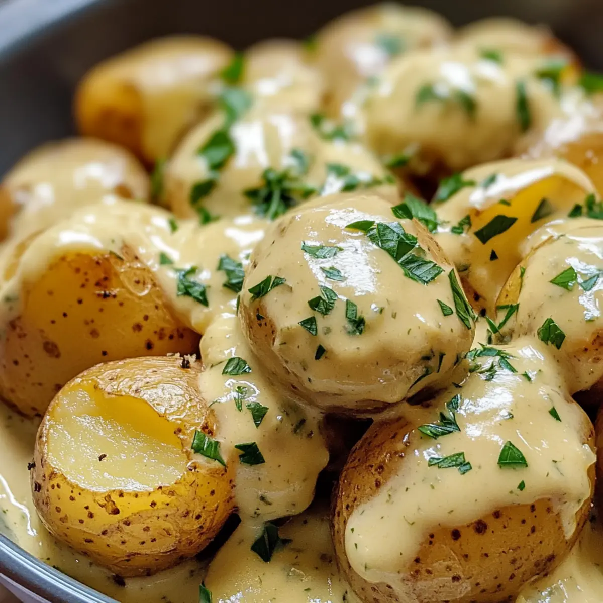 Der Ausgang: Cremige Knoblauchsoße für Kartoffeln