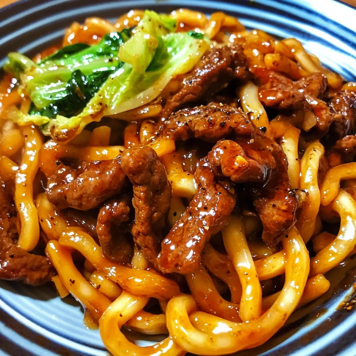 Schwarzer Pfeffer Rindfleisch Udon in 20 Minuten