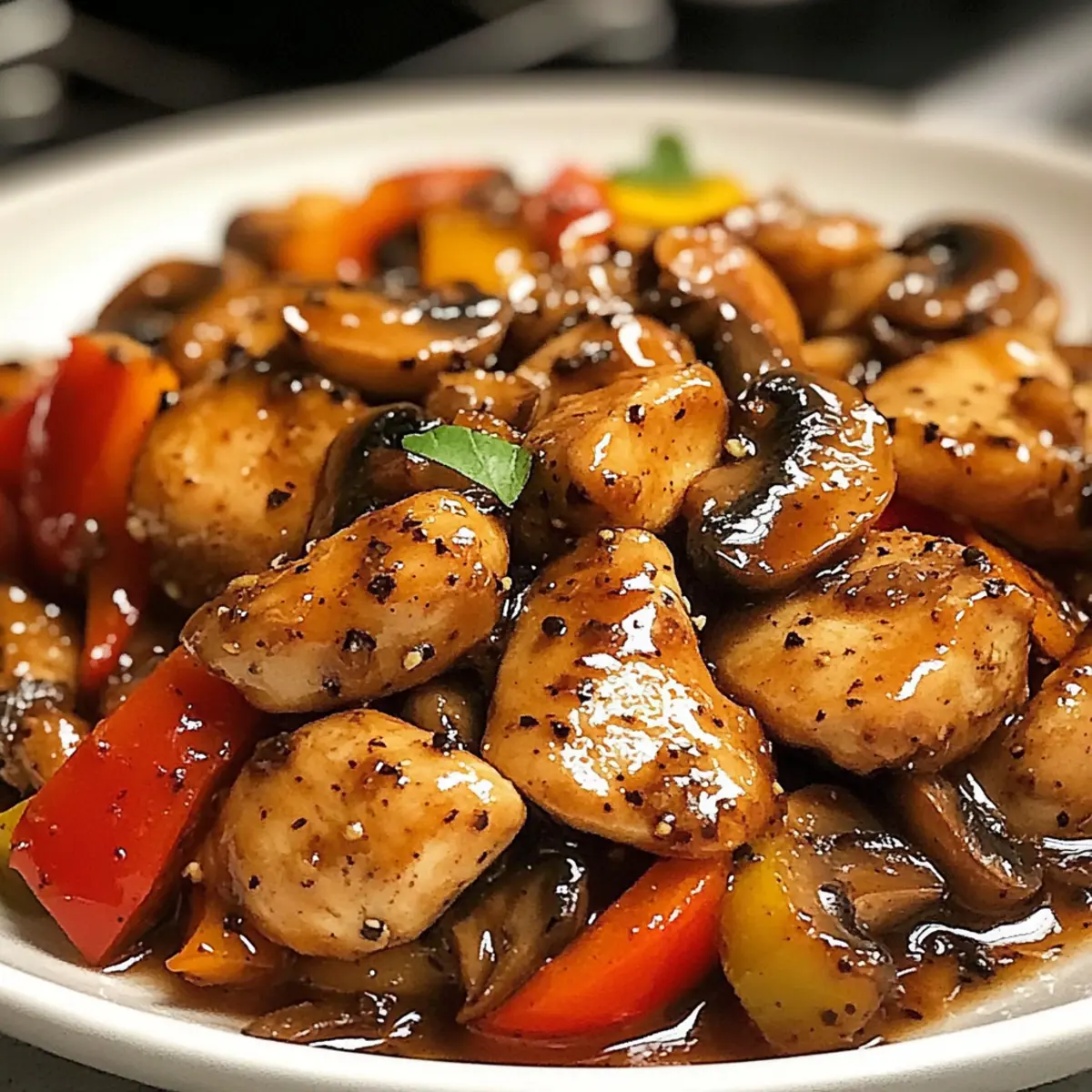 Schwarzer Pfeffer Hähnchen mit Pilzen in 30 Minuten