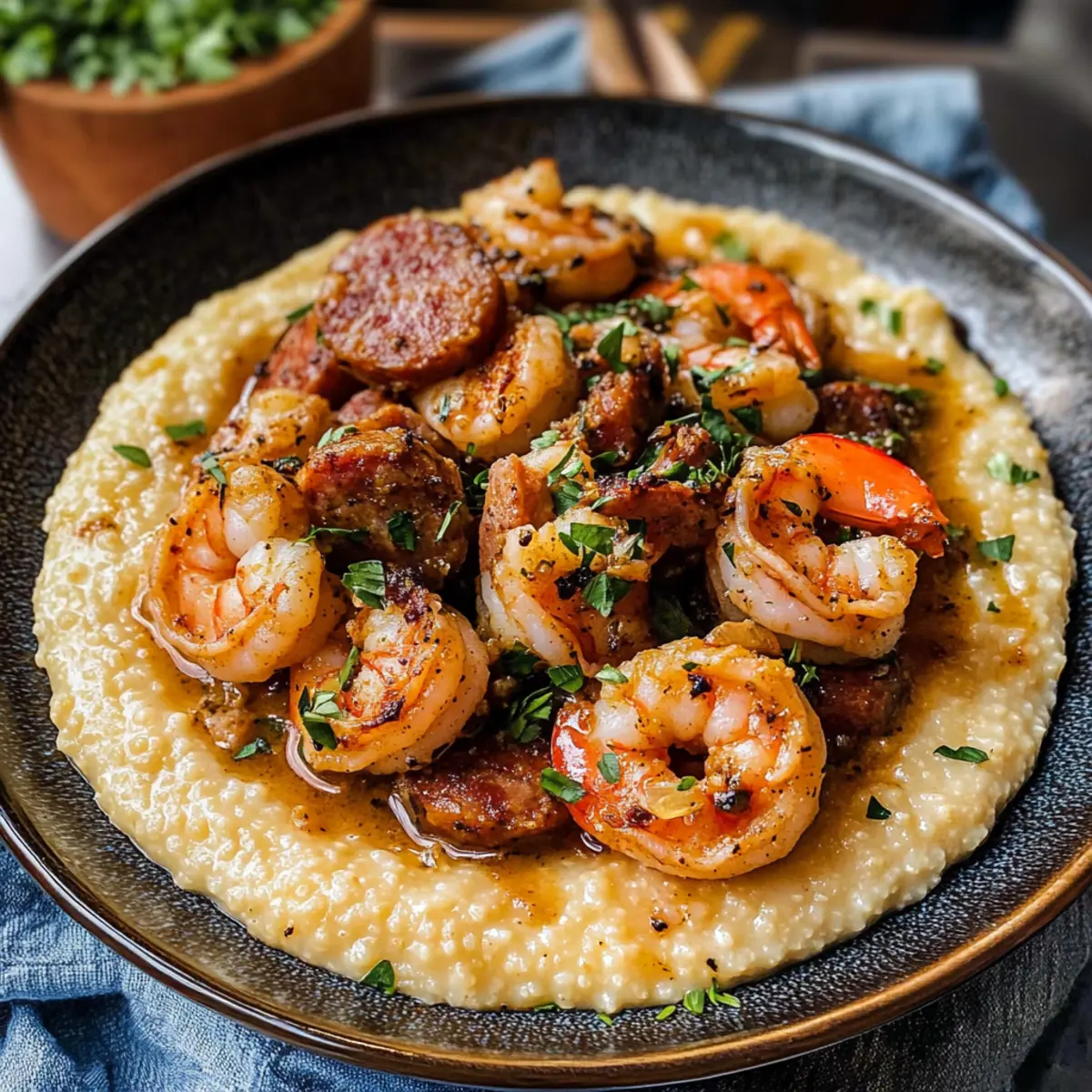 Kreolische Garnelen und Grütze in 30 Minuten