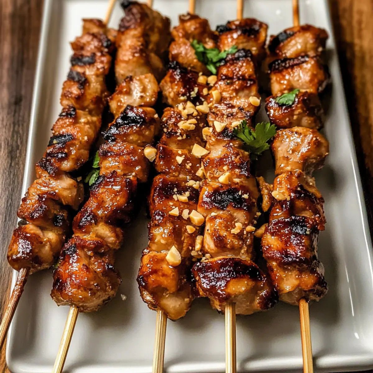 Gegrillte thailändische Kokosnuss-Hähnchenspieße für Sommertage