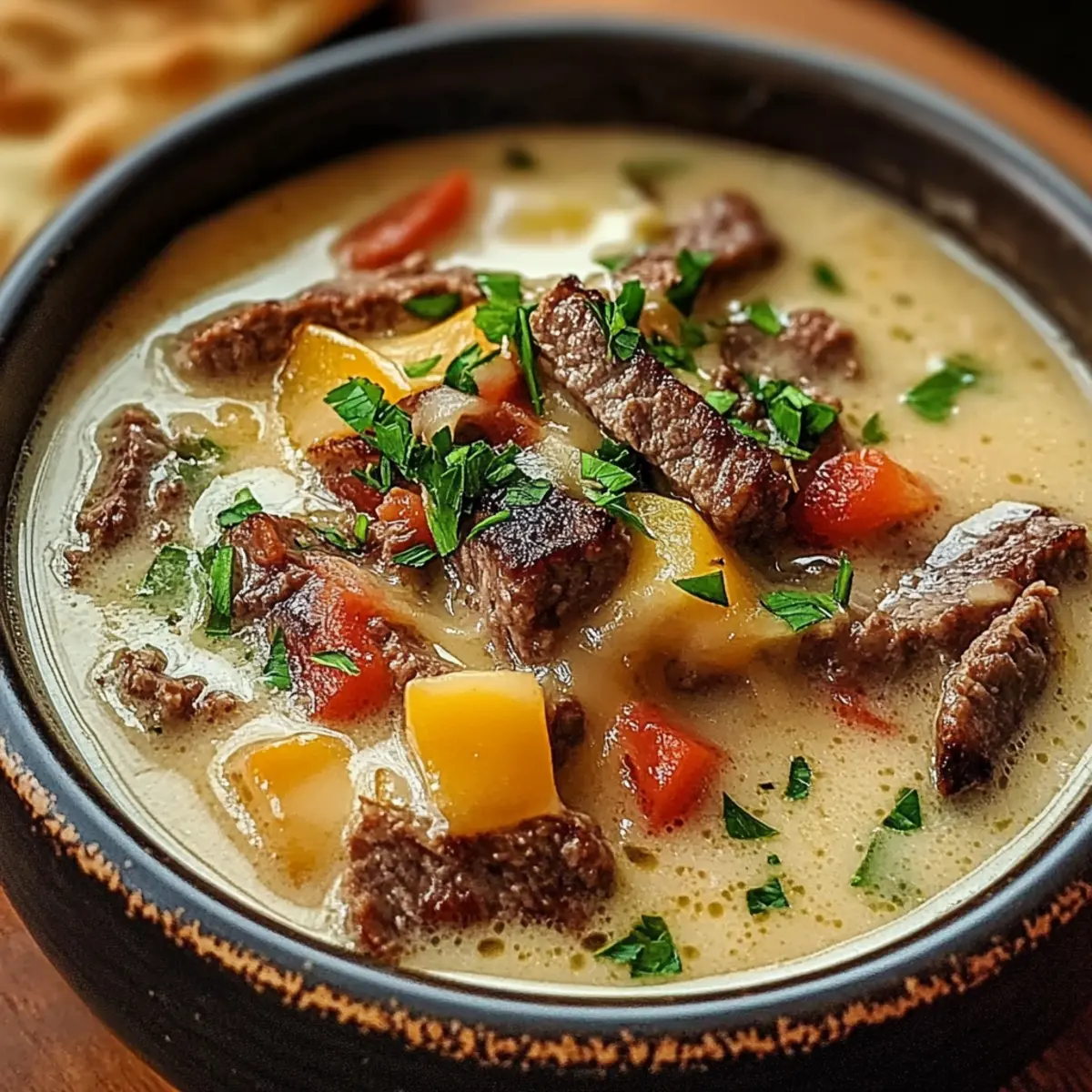 Philly Cheesesteak Suppe für gemütliche Abende