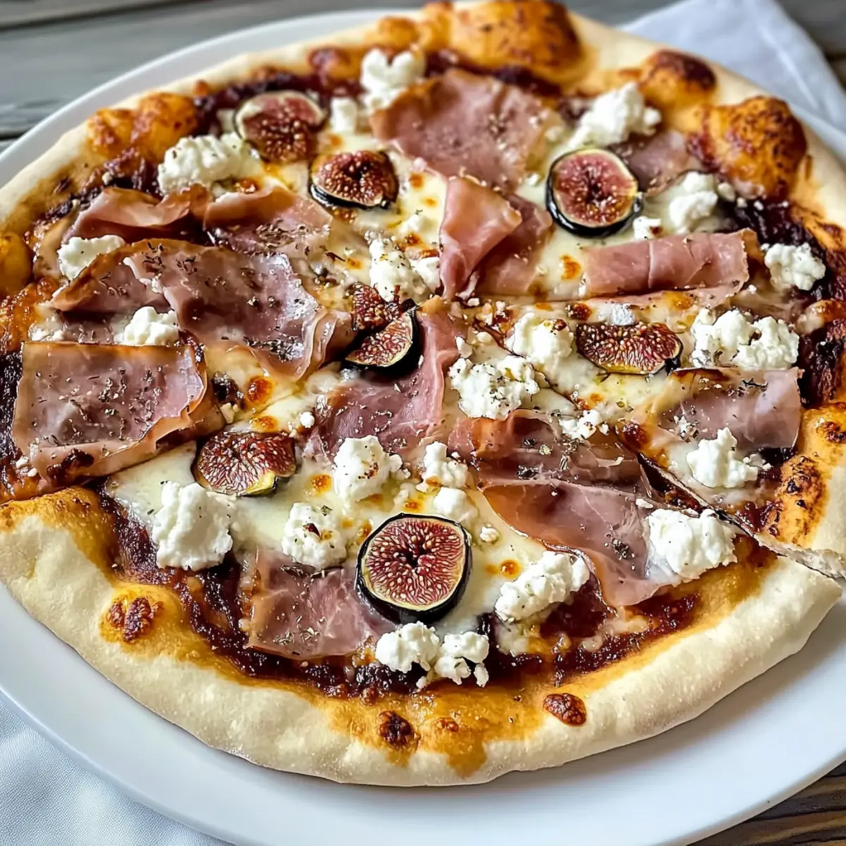 Einfache Feigenpizza mit Ziegenkäse und Prosciutto