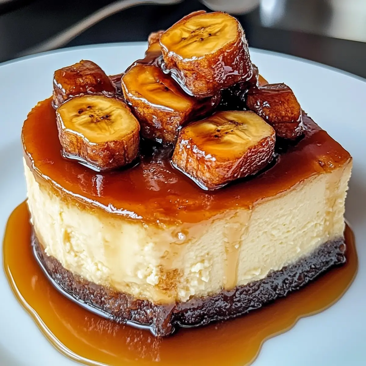 Karamellisierte Bananen-Cheesecake mit Rumglasur