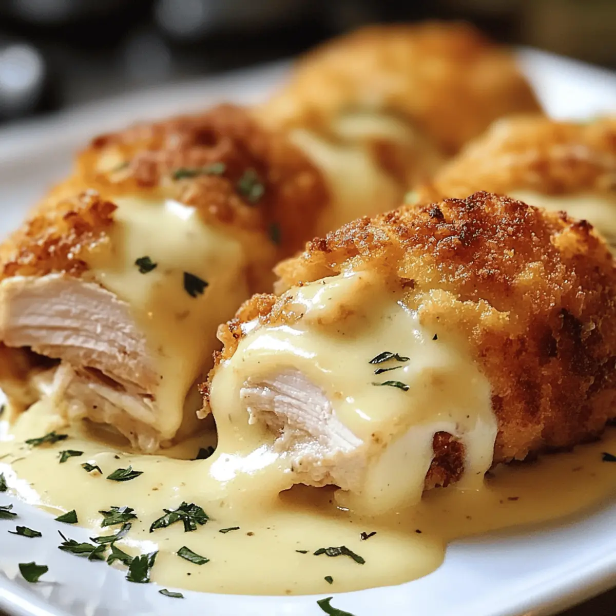 Glutenfreies Chicken Cordon Bleu mit Käse Sauce